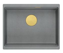 Quadri Newport II granit chiuvetă submontată gri 560x450mm cu dop și capac de scurgere aurii 1208967457