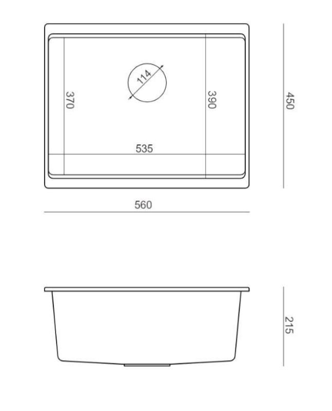Quadri Newport II granit chiuvetă submontată gri 560x450mm cu dop și capac de scurgere aurii 1208967457