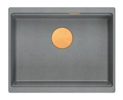 Quadri Newport II granit chiuvetă de bucătărie sub blat gri 560x450mm cu dop de cupru și capac de scurgere 1208967458