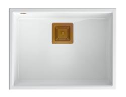 Quadri Quadrangle chiuvetă submontată din granit alb 55x42cm cu dop de cupru 1208967478