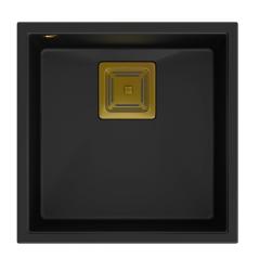 Quadri Quadrangle chiuvetă submontată din granit negru 42x42cm cu dop auriu 1208967481