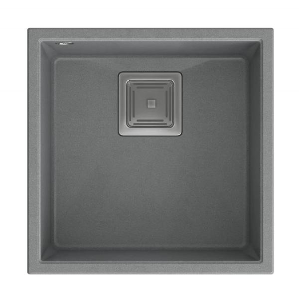 Quadri Quadrangle chiuvetă submontată din granit gri 42x42cm cu dop din inox 1208967483