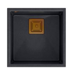 Quadri Quadrangle granit antracit chiuvetă încorporată 42x42cm cu dop de cupru 1208967488