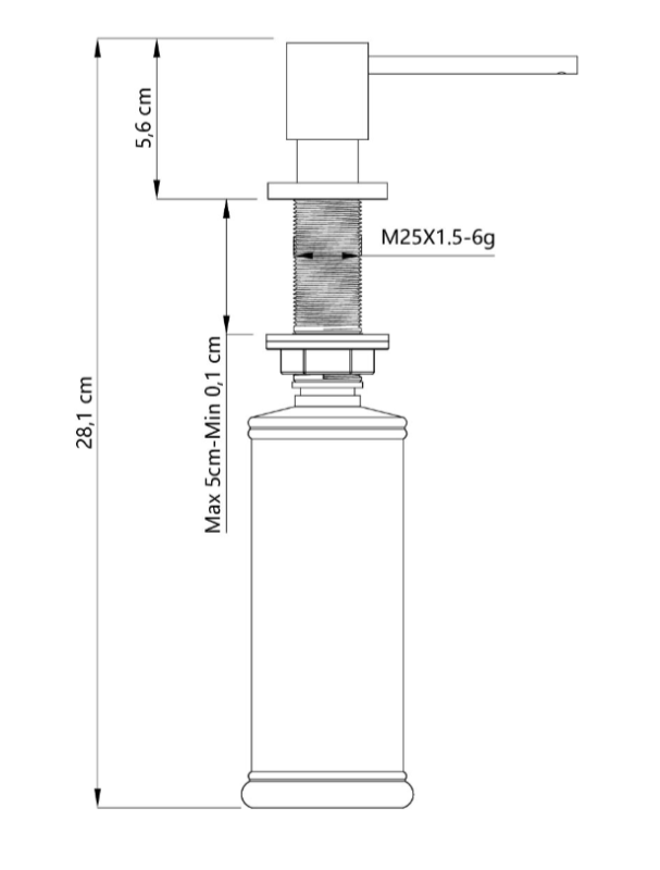 Quadri Luxor Încorporat Dozator de Săpun Inox reîncărcabil de sus 1208967508