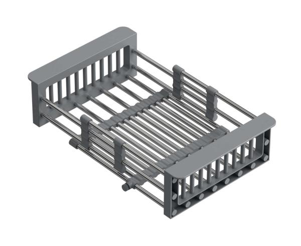 Quadri Universeel uitschuifbare inzetbak inzetmandje of restenmandje rvs met grijze handgrepen 225 mm breed 1208967543