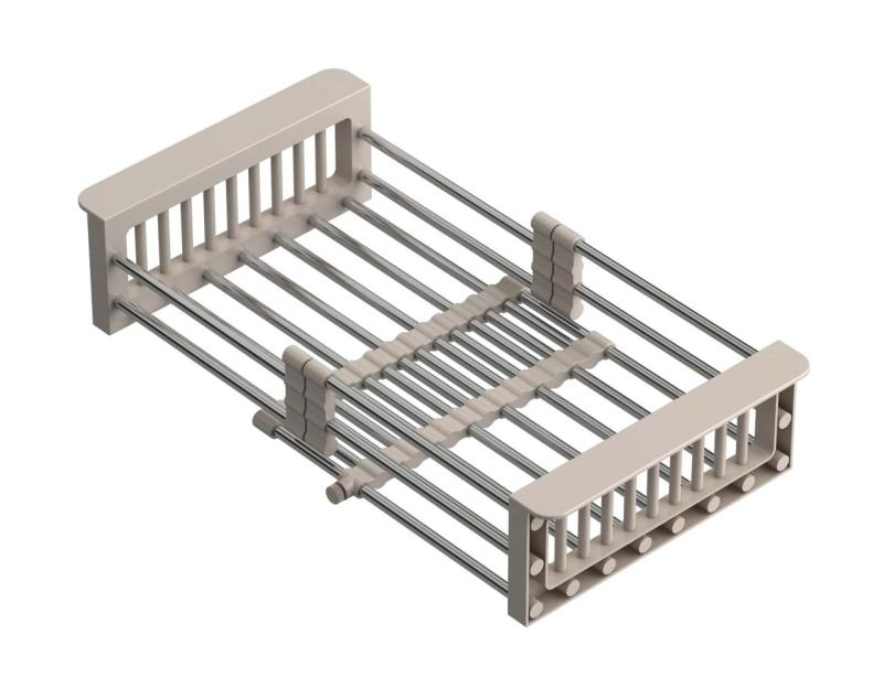 Quadri Universeel uitschuifbare inzetbak inzetmandje of restenmandje roestvrij staal met beige handgrepen 225mm breed 1208967544