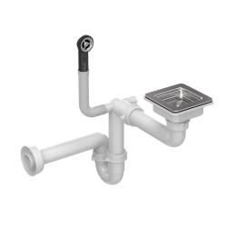 Quadri Quadrangle set de scurgere pătrat din inox pentru chiuvetă, inclusiv preaplin, inox 1208967549