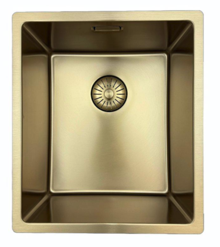Pure.Sink Prestige chiuvetă 34x40 cm PVD Aur 10mm rază montaj sub-blat, montaj la nivel și montaj deasupra PPG3440-60