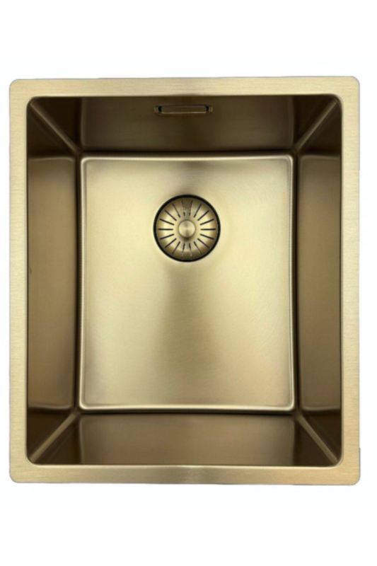 Pure.Sink Prestige chiuvetă 34x40 cm PVD Aur 10mm rază montaj sub-blat, montaj la nivel și montaj deasupra PPG3440-60