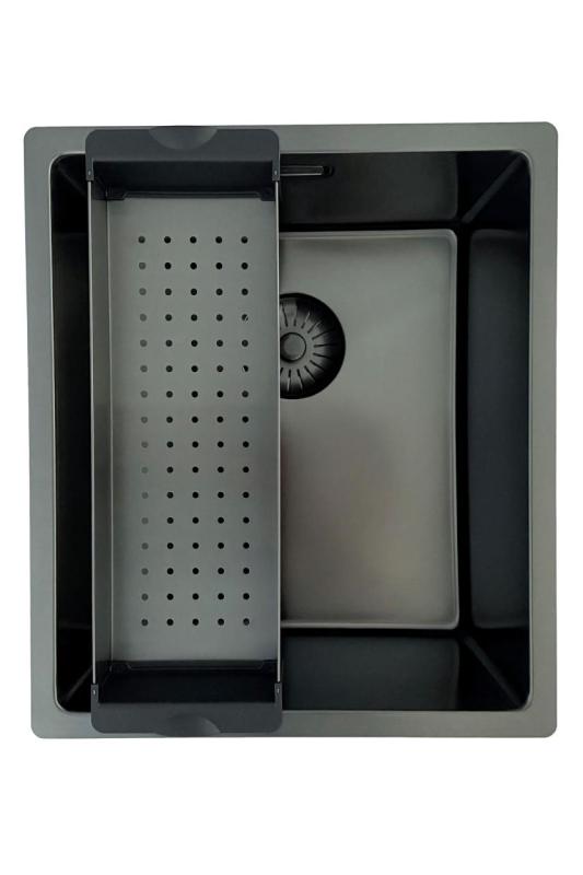 Pure.Sink Prestige chiuvetă PVD Gun Metal 34x40 cm rază de 10 mm montare sub blat, la același nivel cu blatul și deasupra blatului PPG3440-61