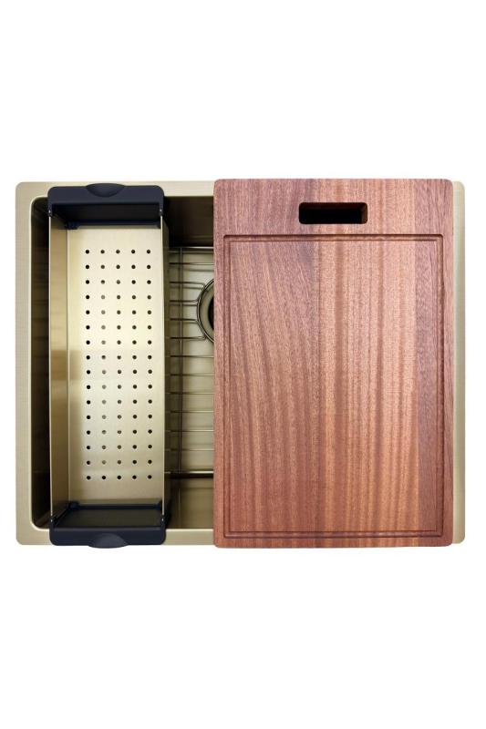 Pure.Sink Prestige chiuvetă 50x40 cm PVD Aur rază de 10 mm montare sub blat, la nivel și deasupra blatului PPG5040-60.