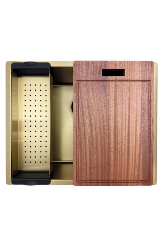 Pure.Sink Prestige chiuvetă 50x40 cm PVD Aur rază de 10 mm montare sub blat, la nivel și deasupra blatului PPG5040-60.