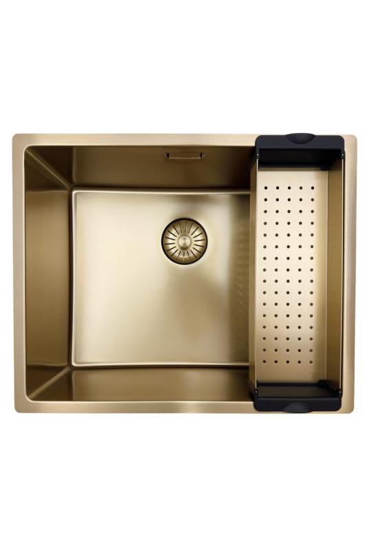 Pure.Sink Prestige chiuvetă 50x40 cm PVD Aur rază de 10 mm montare sub blat, la nivel și deasupra blatului PPG5040-60.