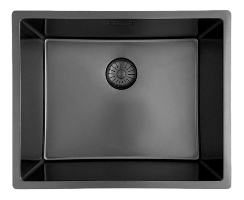 Pure.Sink Prestige chiuvetă 50x40 cm PVD Gun Metal rază de 10 mm montaj sub blat, la nivel și pe blat PPG5040-61