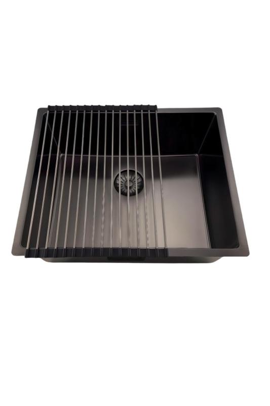 Pure.Sink Prestige chiuvetă 50x40 cm PVD Gun Metal rază de 10 mm montaj sub blat, la nivel și pe blat PPG5040-61