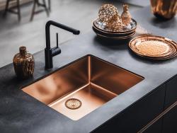 Pure.Sink Prestige chiuvetă 50x40 cm PVD Cupru 10mm rază montare sub-blat, la nivel și deasupra blatului PPG5040-62.