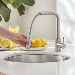 Pure.Sink Elite Steel Spark-S robinet de bucătărie din oțel inoxidabil cu duză extensibilă PS8041-02