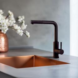 Pure.Sink Elite Steel Spark-S baterie de bucătărie Negru Mat cu duză extensibilă PS8041-10