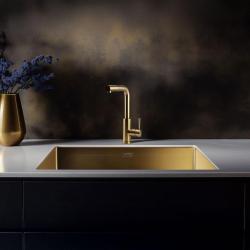 Pure.Sink Elite Steel Spark-S baterie de bucătărie PVD Aur Periat cu duză extensibilă PS8041-60