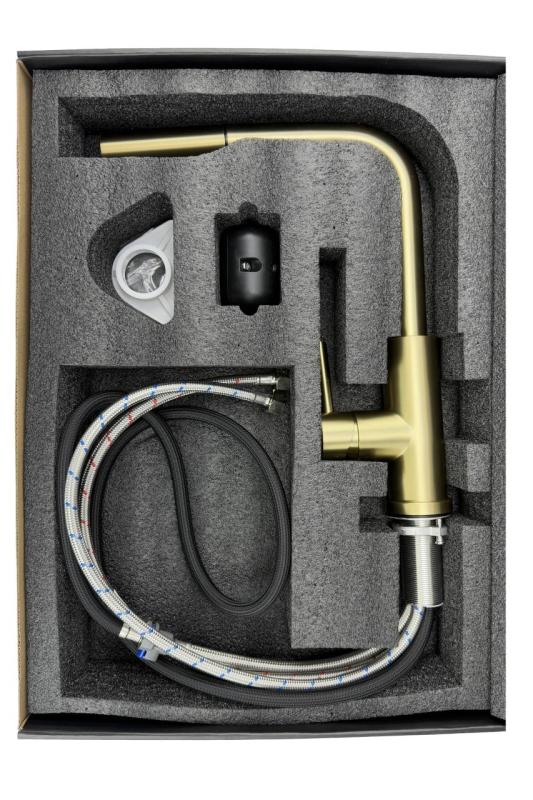 Pure.Sink Elite Steel Spark-S baterie de bucătărie PVD Aur Periat cu duză extensibilă PS8041-60