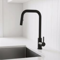 Pure.Sink Elite Steel Crystal-S baterie de bucătărie Negru Mat cu duză extensibilă PS8050-10