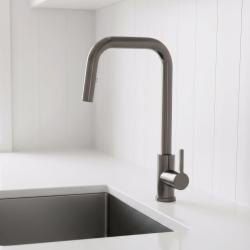 Robinet de bucătărie Pure.Sink Elite Steel Crystal-S PVD Gun metal, cu duză extensibilă PS8050-61
