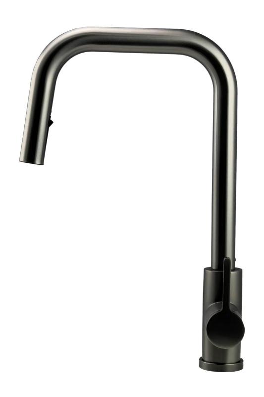 Robinet de bucătărie Pure.Sink Elite Steel Crystal-S PVD Gun metal, cu duză extensibilă PS8050-61