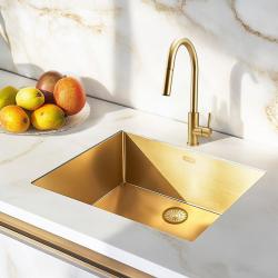 Robinet de bucătărie Pure.Sink Elite Steel Stream-S PVD, aur periat, cu duză extensibilă PS8045-60