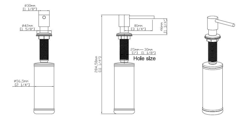 Pure.Sink Elite Steel Shine dispenser pentru săpun încorporabil din oțel inoxidabil, reîncărcabil de sus PS9010-02.