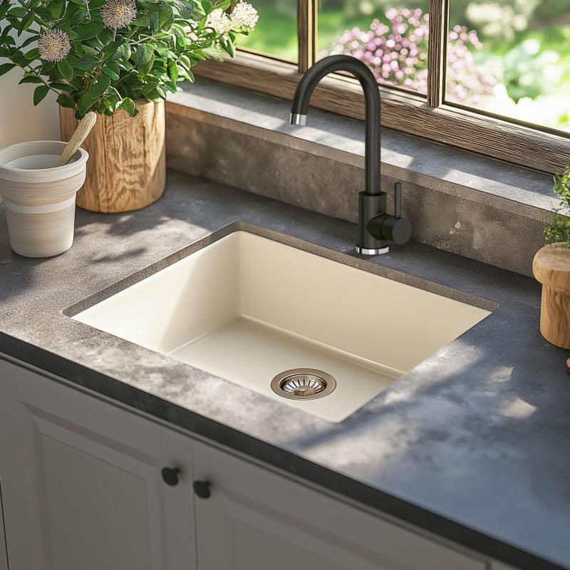 Quadri Coventry Robinet de bucătărie Antracit cu Gura de scurgere rotativă 1208967665