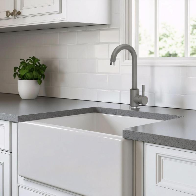 Quadri Coventry Robinet de Bucătărie Gri cu Gura de Scurgere Rotativă 1208967666