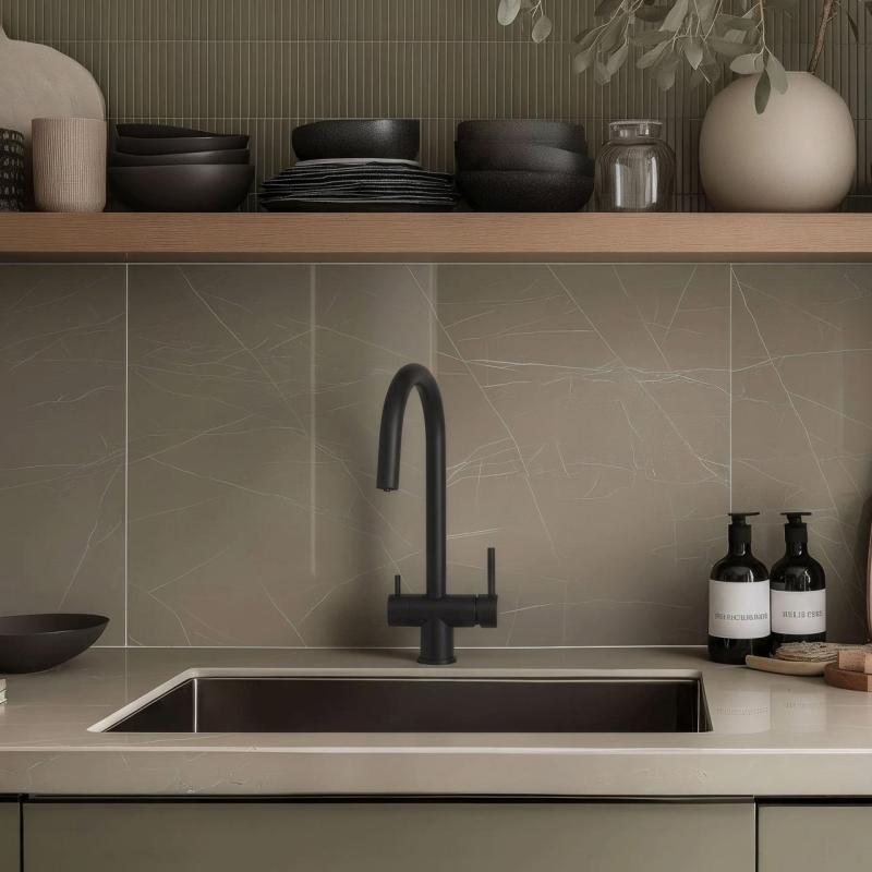 Quadri Leichester Keukenkraan Zwart 3-weg met een extra aansluiting voor gefilterd water 1208967671