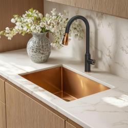 Quadri Stamford Baterie de Bucătărie Neagră cu Finisaj din Cupru PVD cu Duș Extractabil și Funcție de Pulverizare 1208967695