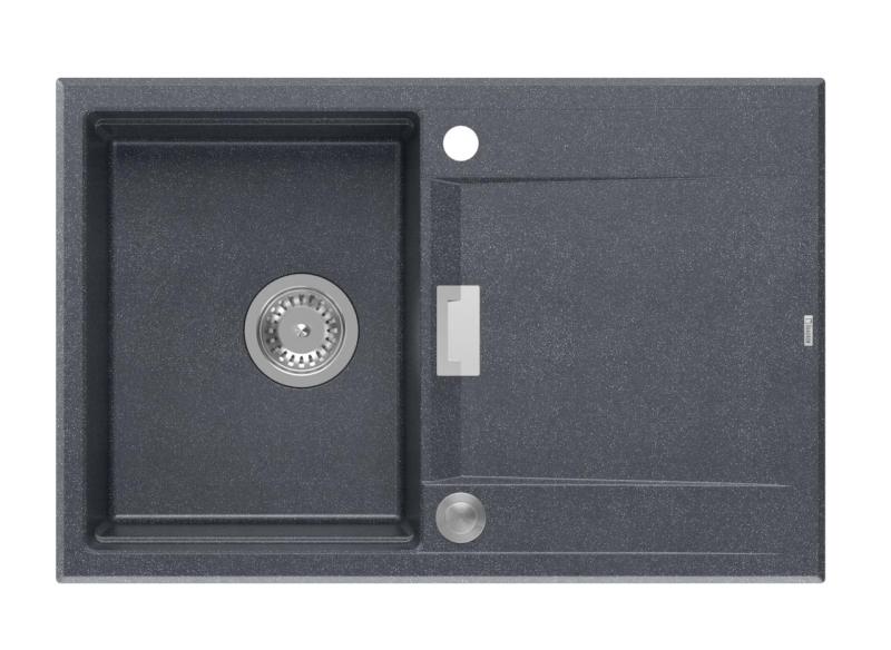 Quadri Minton Chiuvetă Granit Montare pe Blat Antracit 76x50cm cu Scurgător Reversibil și Dop din Inox - 1208967744