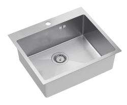 Aquadesign Clara Chiuvetă Inox 55x48cm Montaj pe Blat sau Încorporat cu Zonă pentru Baterie și Dop Inox - 1208967756