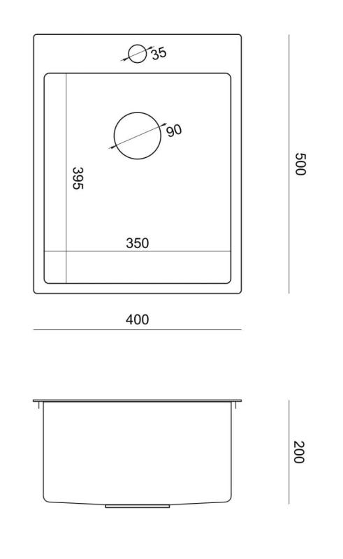 Aquadesign Clara Chiuvetă din Oțel Inoxidabil 40x50cm Montare pe Blat sau la Nivel cu Blatul, cu Banc de Robinet și Dop din Oțel Inoxidabil - 1208967757