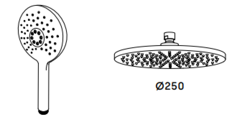 Waterevolution Flow combinație de duș termostatică cu duș de ploaie din inox 250mm rotund T141TNR25IE