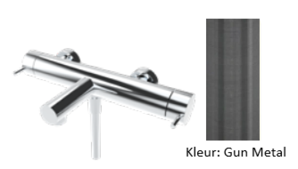 Waterevolution Flow mengkraan met twee uitgangen voor de douche, met handdouche PVD Gun Metal T130NGME