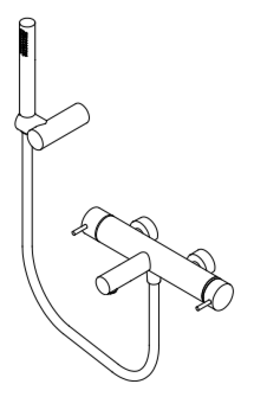 Waterevolution Flow mengkraan met twee uitgangen voor de douche, met handdouche PVD Gun Metal T130NGME