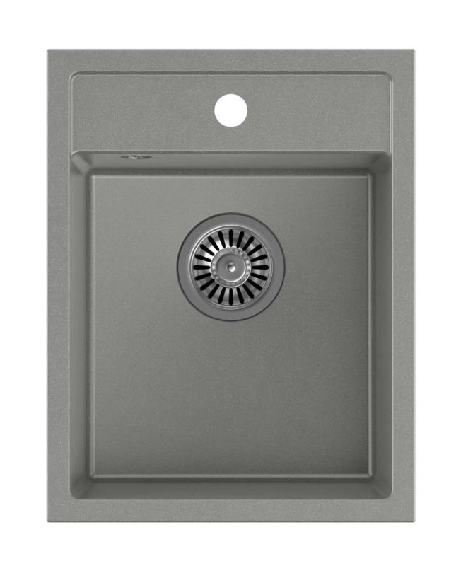 Quadri Londra Chiuvetă Granit Gri 39x50 cm cu Orificiu pentru Robinet de Blat - 1208967844