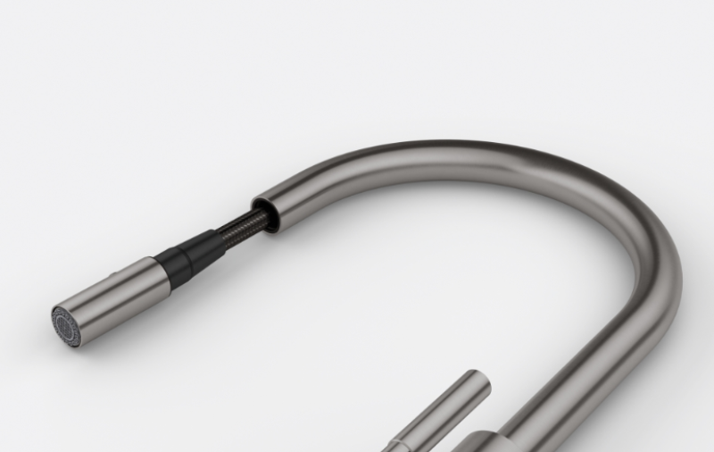 Franke Mythos Masterpiece Baterie de bucătărie Antracit cu gura de scurgere în formă de J și duș extractibil - 115.0711.555