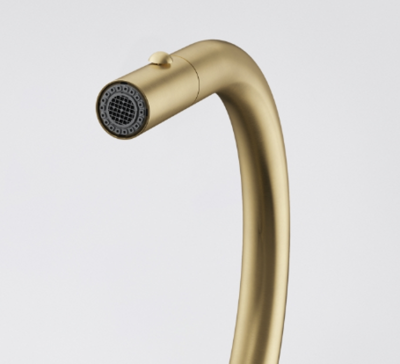 Franke Mythos Masterpiece Robinet de Bucătărie Auriu cu Gura de Scurgere în Formă de J și Duș Extractibil - 115.0711.558