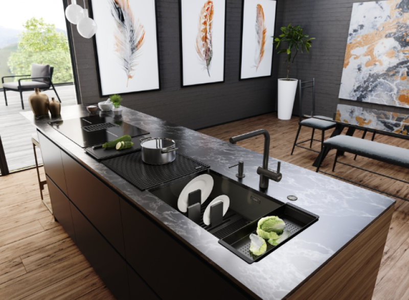 Franke Mythos Masterpiece BXM 210.68 Chiuvetă mare Gun Metal PVD Antracit 685x410mm Instalare la același nivel și sub blat - 127.0676.885