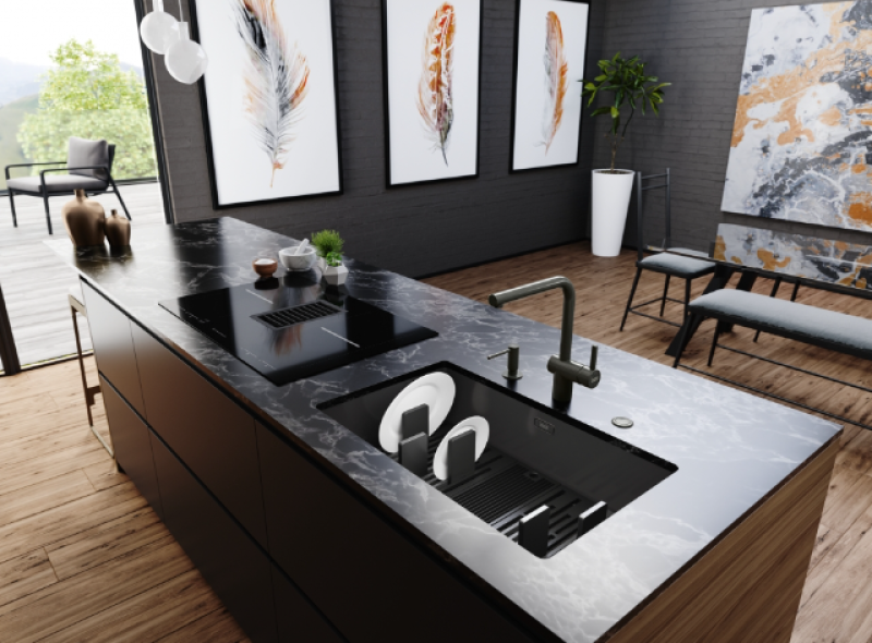 Franke Mythos Masterpiece BXM 210.68 Chiuvetă mare Gun Metal PVD Antracit 685x410mm Instalare la același nivel și sub blat - 127.0676.885