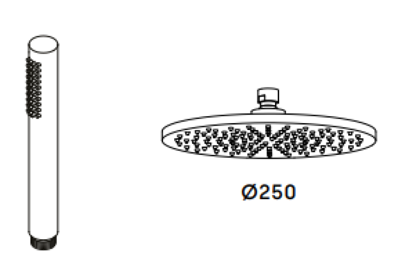 Waterevolution Flow drieweg douchemengkraan met hand- en hoofddouche chroom 250mm T131N2501