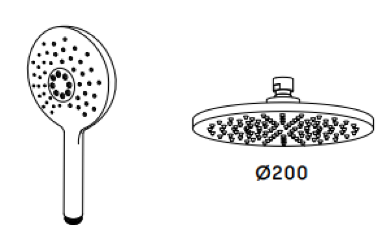 Waterevolution Flow drieweg douchemengkraan met hoofddouche en ronde handdouche chroom T131NR01