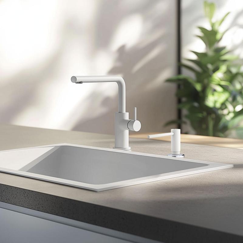 Dispenser de săpun încorporat pentru bucătărie Franke Active granit Polar White Alb 112.0633.079