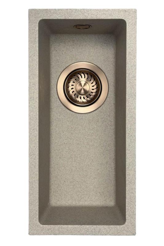 GraniteMy Universal granit bej nisip chiuvetă mică 17x40 cm montată sub blat și încastrată cu dop de cupru 1208968004