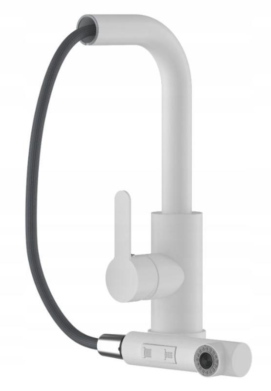 Graniteland Celeste Robinet de bucătărie alb cu gura de scurgere extensibilă și duș de mână cu funcție dublă 1208969526