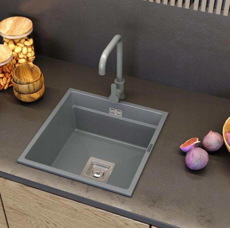 Graniteland Stellar Robinet de bucătărie gri cu gura de scurgere rotativă 1208969530